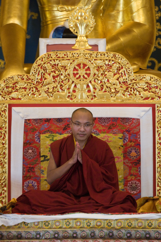 6.3.15-KTD-Karmapa-in-front-of-the-Buddha-Statue